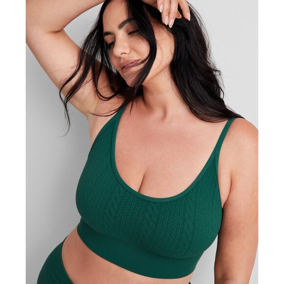 State of Day Women's Seamless Cable-Knit Bralette Green Size XXL 0906 - Picture 3 of 3